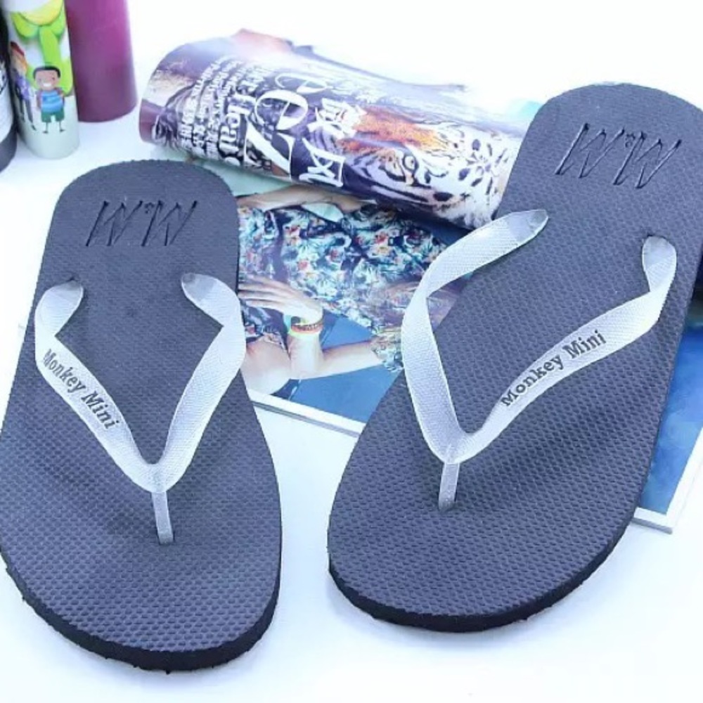 Deep Dark NAVY BLUE flip flops with glow-in-the-dark straps. Only $25!